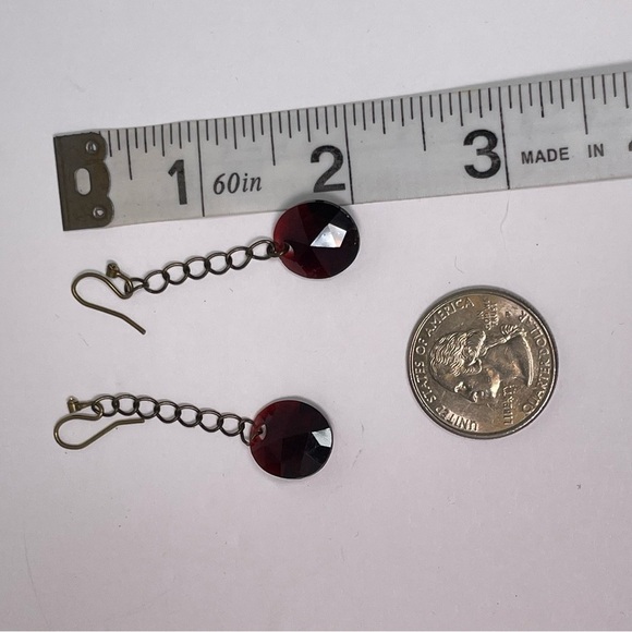 Victorian Gold Tone and Dark Red Necklace and Earring Set - Picture 10 of 11